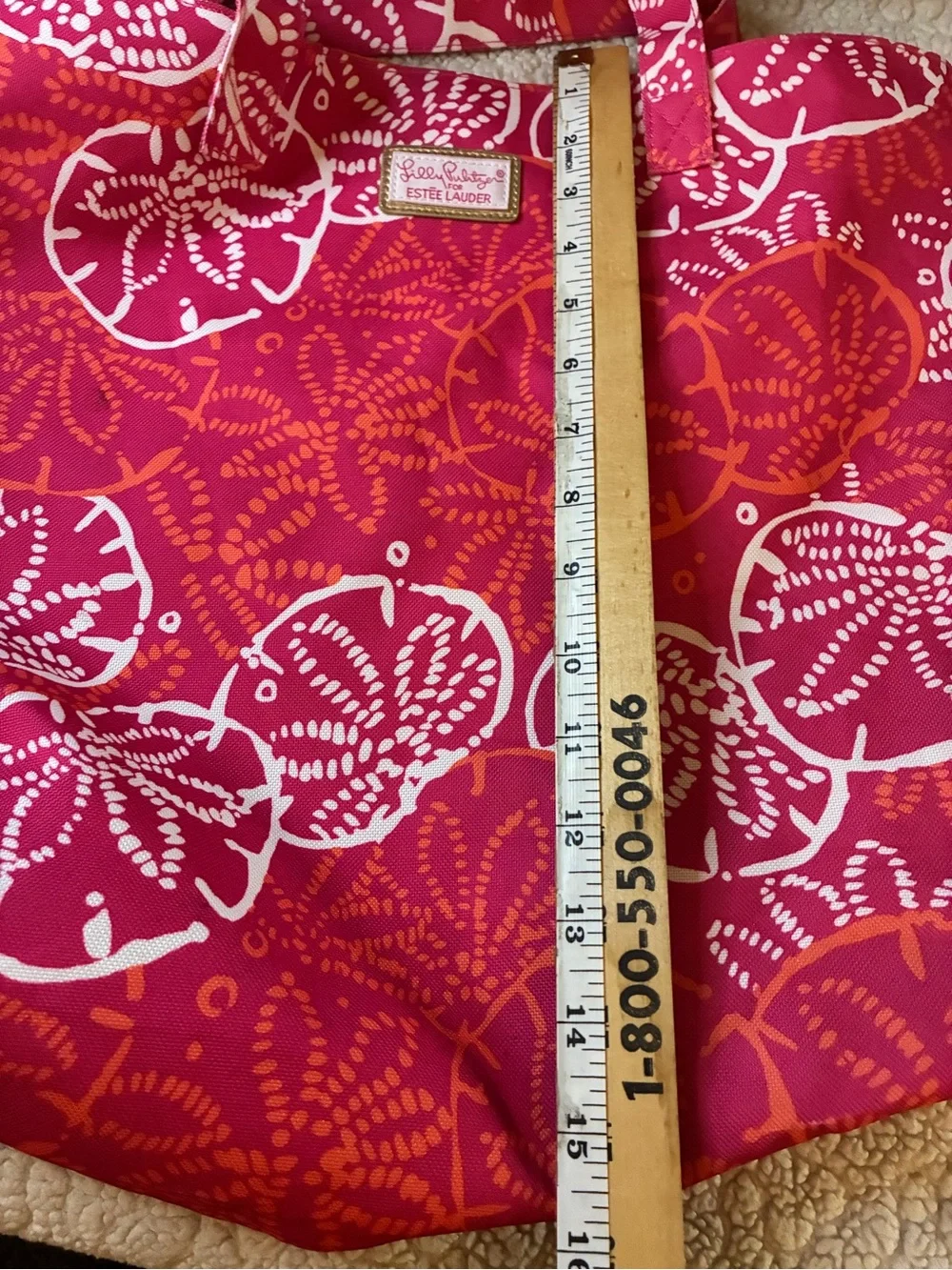 Estee Lauder Bright Pink and White Sand Dollar Print Tote